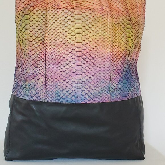 Celine cabas leather python snake skin tote XL phantom blue pink purple rainbow - Picture 6 of 15